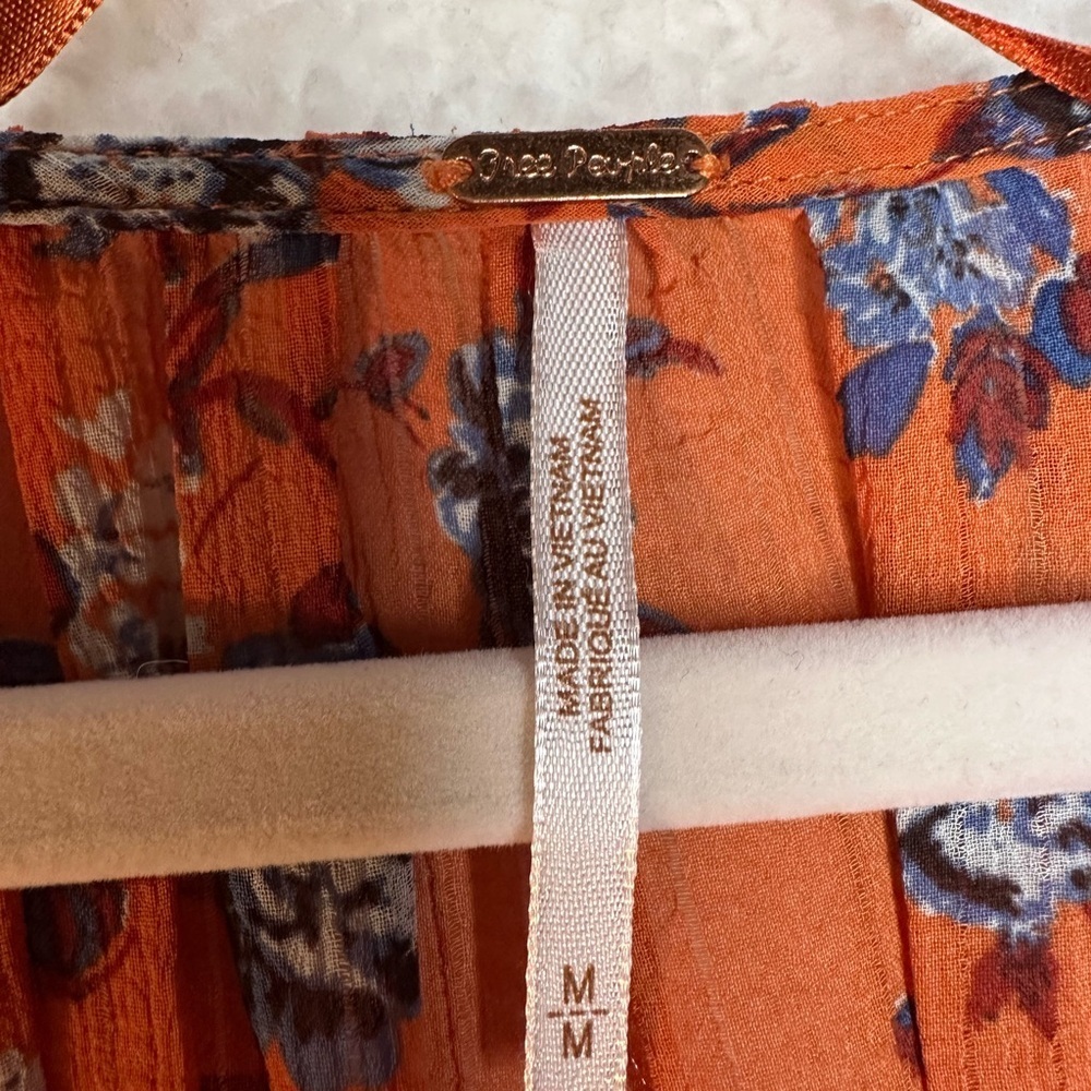 FREE PEOPLE Final Rose Blouse In Rust Combo Women’s Size M - Picture 6 of 8